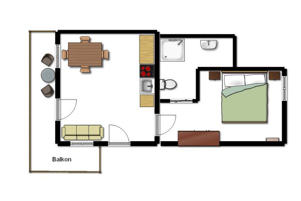 Appartements Richlegghof - unser Appartement für 2 bis 3 Personen